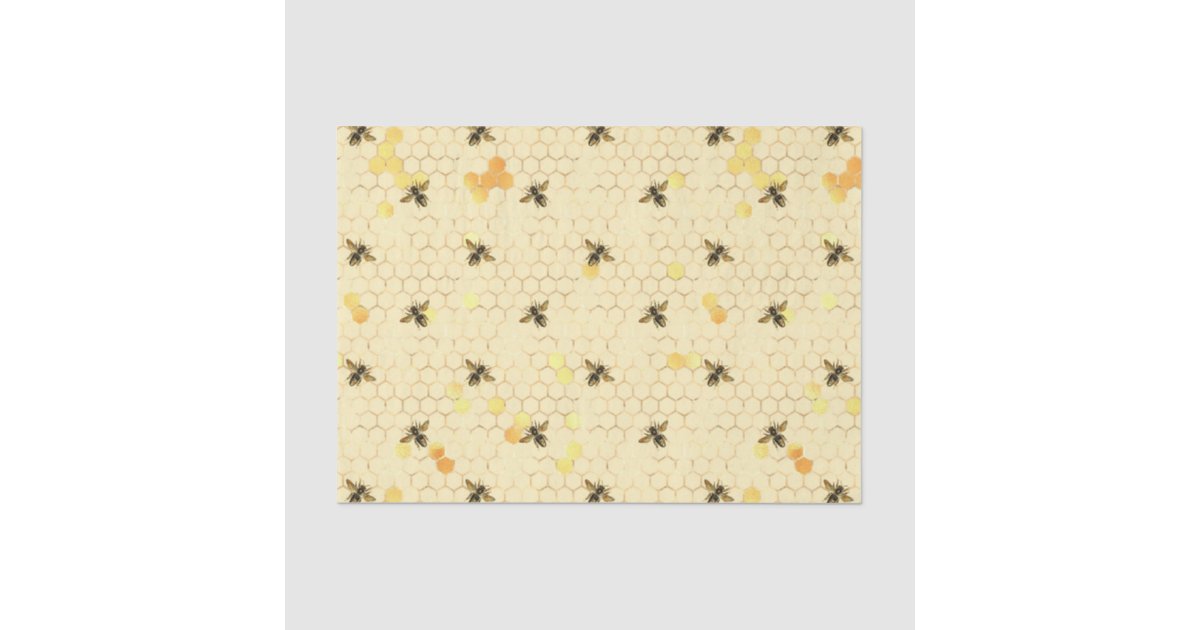 Honeycomb Bee Sunflower pattern Honey Tissue Paper | Zazzle