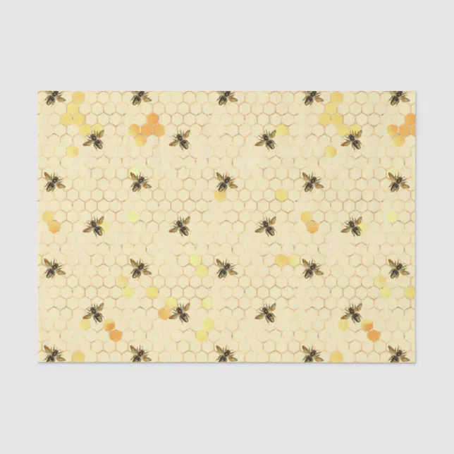 Honeycomb Bee Sunflower pattern Honey Tissue Paper | Zazzle