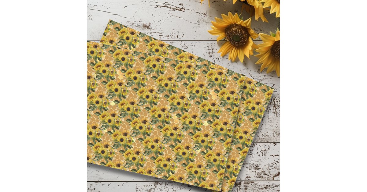 Honeycomb Bee Sunflower pattern Tissue Paper | Zazzle