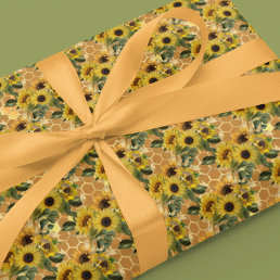 Honeycomb Bee Sunflower pattern  Wrapping Paper