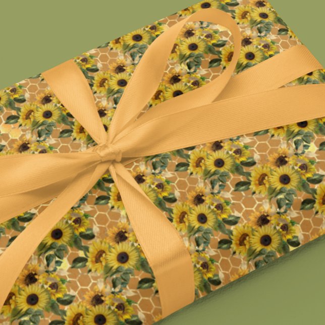 Honeycomb Bee Sunflower pattern  Wrapping Paper (Creator Uploaded)