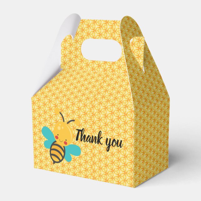 Honeycomb Bee Thank You Gable Favor Box (Front Side)