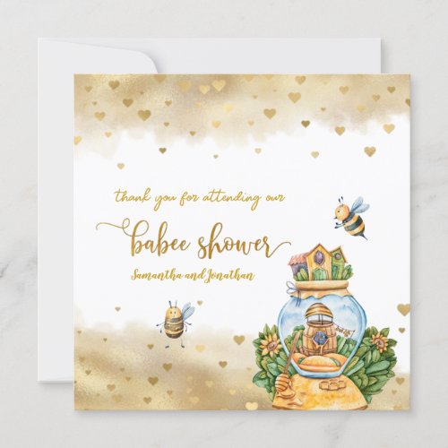 HoneyComb Bee Theme Baby Shower Thank You Card