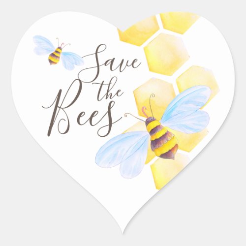 Honeycomb bee watercolor art save the bees heart sticker