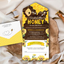 Honeycomb Beehive Honey Bee Barn Wood Baby Shower All In One Invitation