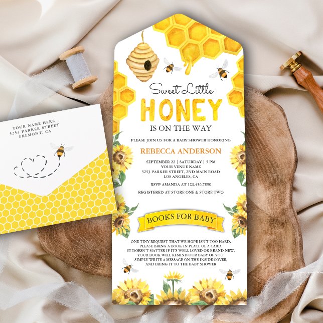 Honeycomb Beehive Sweet Honey Bee Baby Shower All In One Invitation (Creator Uploaded)