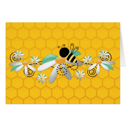 Honeycomb Bees and Daisies Cards (Front Horizontal)