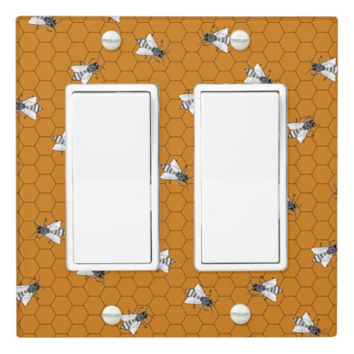 Honeycomb Bees Dark Amber Light Switch Cover