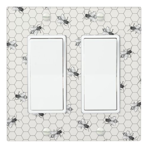 Honeycomb Bees Ivory White Light Switch Cover