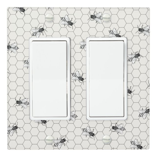 Honeycomb Bees Ivory White Light Switch Cover (In Situ)