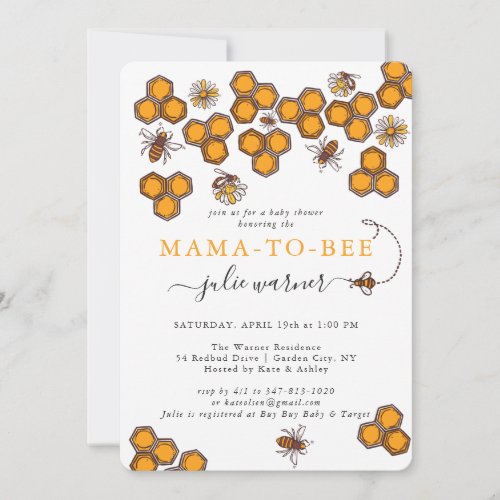 Honeycomb Bumble Bee Baby Shower Invitation