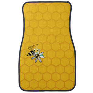 Honeycomb Bumblebee and Daisy Car Floor Mat
