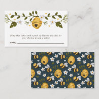 Honeycomb Bumblebee Baby Shower Diaper Raffle Enclosure Card