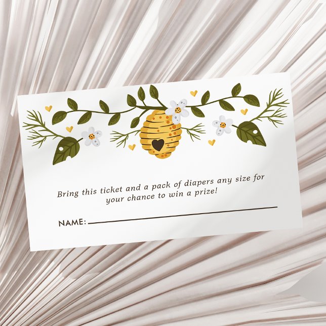 Honeycomb Bumblebee Baby Shower Diaper Raffle Enclosure Card (Creator Uploaded)