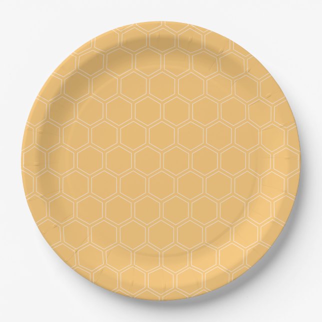 Honeycomb Bumblebee Baby Shower Paper Plates (Front)