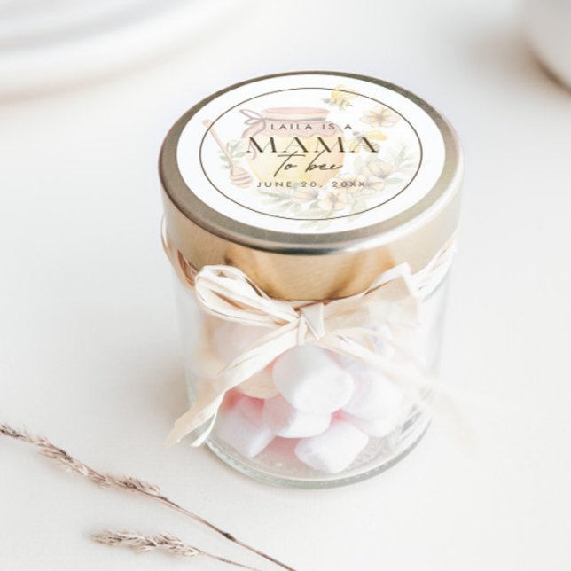 Honeycomb Bumblebee Mama to Bee Baby Shower Classic Round Sticker (Add your theme into your personalized party favors with this fun favor sticker!)