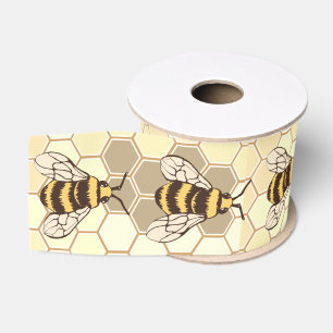 Honeycomb & Bumblebees Grosgrain Ribbon