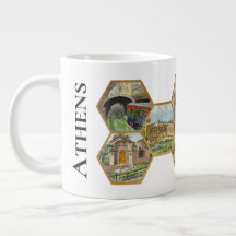 Honeycomb Collage pattern, Athens Landmarks