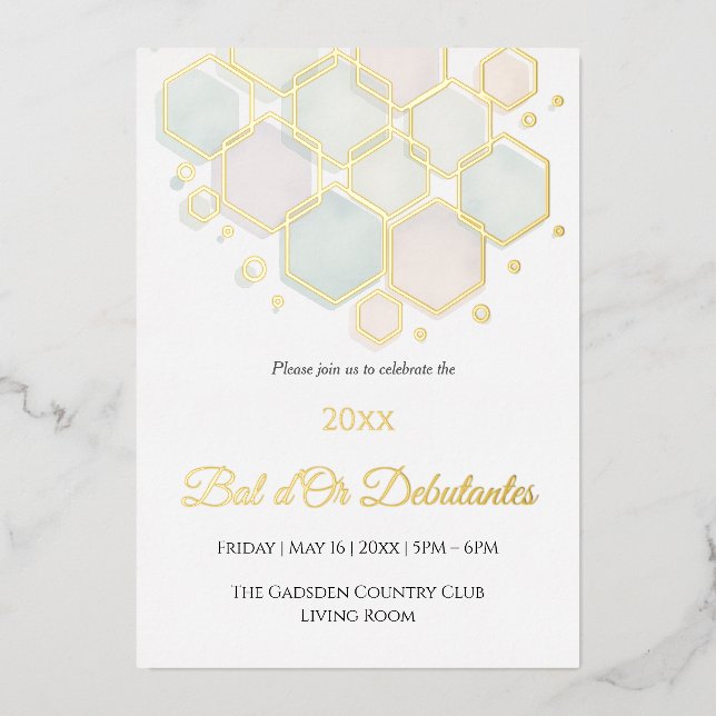 Honeycomb Corporate Elegance Gold Geometric  Foil Holiday Card (Front)