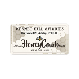 Honeycomb & Cute Bee Raw Honeycomb Label Ivory