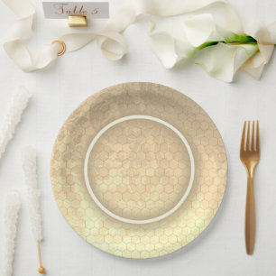 Honeycomb Damask Wedding Paper Plates