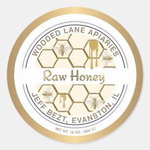 Honeycomb Drips and Bees Raw Honey Label