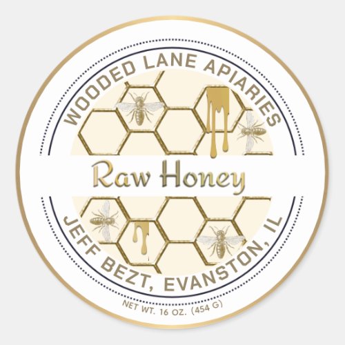 Honeycomb Drips and Bees Raw Honey Label