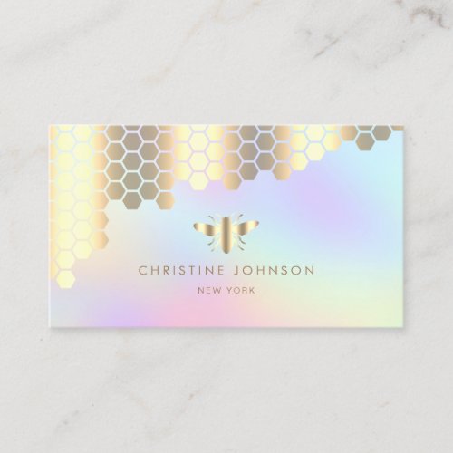 honeycomb faux gold foil honey bee business card