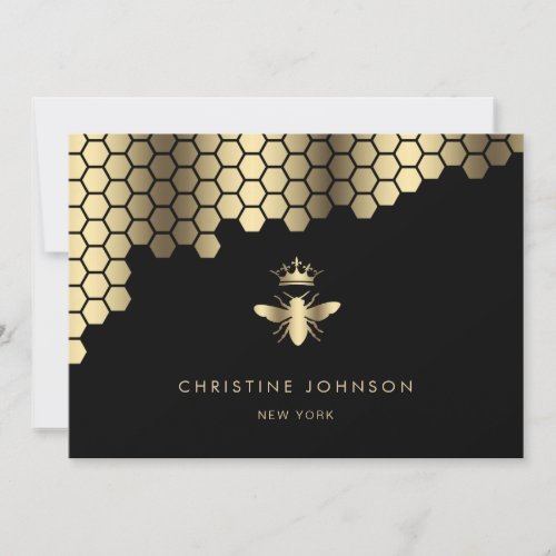 honeycomb faux gold foil Queen Bee Invitation