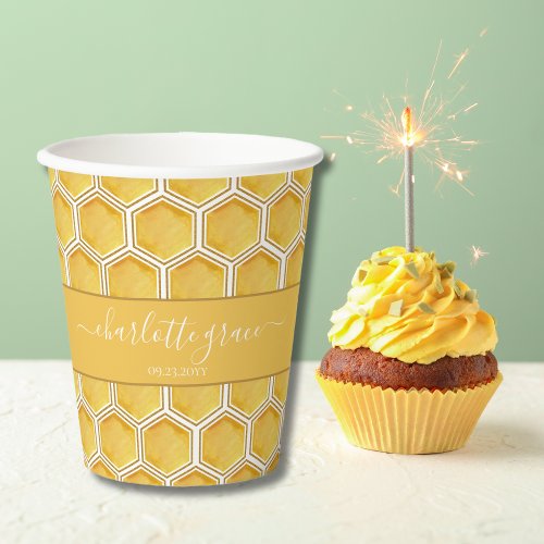 Honeycomb First Bee_themed Party Paper Cups