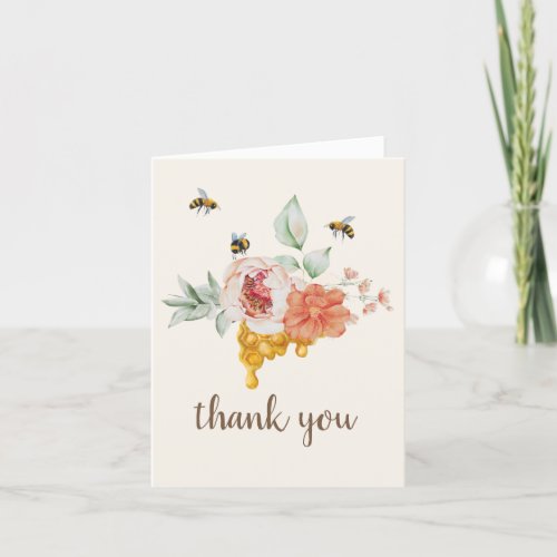 Honeycomb Floral Bee Baby Shower Thank You