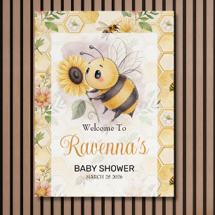 Honeycomb Floral Bee Custom Baby Shower Welcome Foam Board