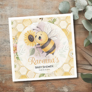 Honeycomb Floral Bee Personalized Baby Shower Napkins