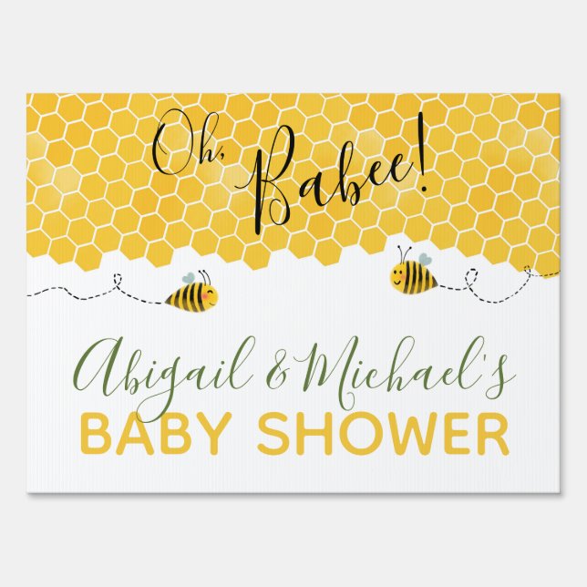 Honeycomb Gender Neutral Bee Baby Shower Yard Sign (Front)