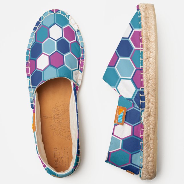 Honeycomb Geometric Cerulean Blue Espadrilles (Side)