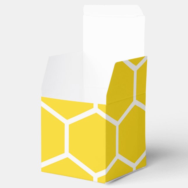 Honeycomb Geometric White Lines Bumblebee Favor Boxes (Opened)