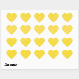 Honeycomb Geometric White Lines Bumblebee Heart Sticker