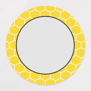 Honeycomb Geometric White Lines Bumblebee Labels