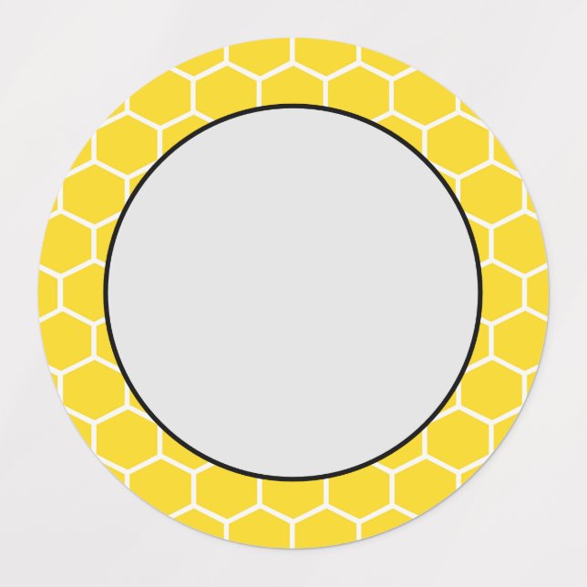 Honeycomb Geometric White Lines Bumblebee Labels (Design 1)
