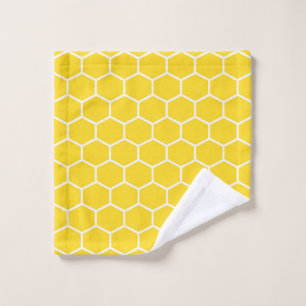 Honeycomb Geometric White Lines Bumblebee Wash Cloth