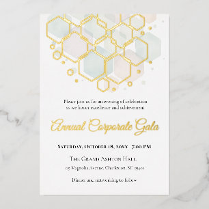 Honeycomb Gold Foil Corporate Gala Business Event Holiday Card