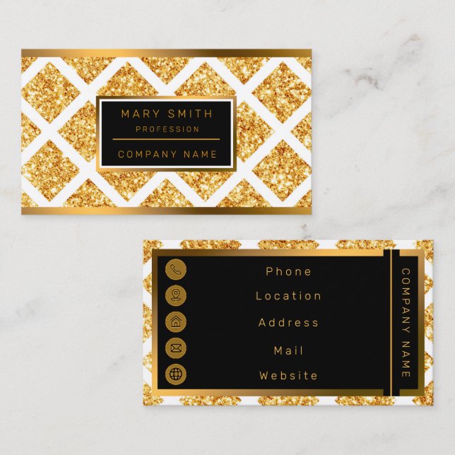 Honeycomb Gold Glitter Boho Popular Collection Business Card (Front/Back)