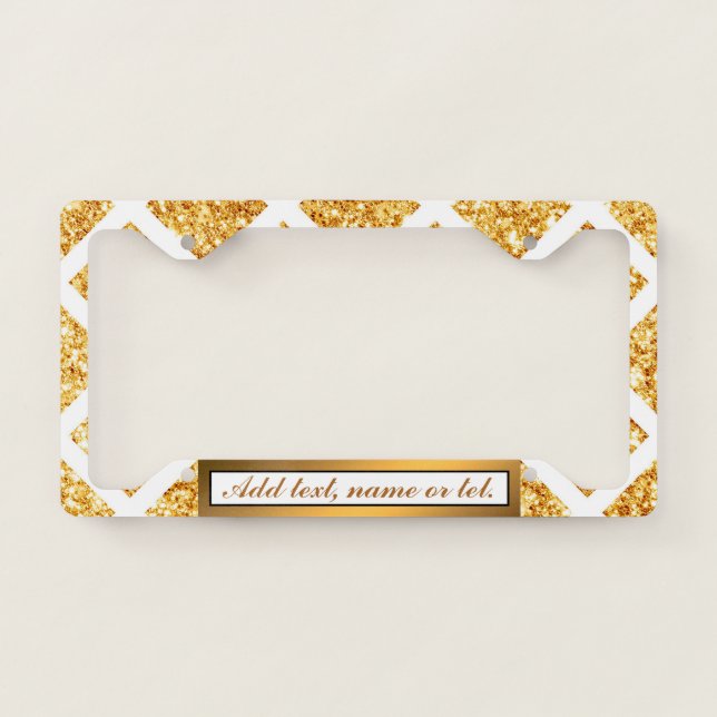 Honeycomb Gold Glitter Boho Popular Collection License Plate Frame (Front)