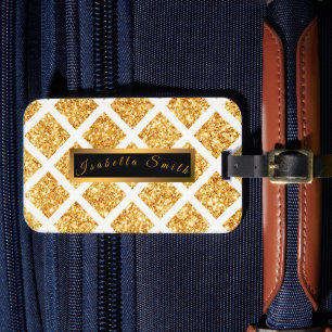 Honeycomb Gold Glitter Boho Popular Collection Luggage Tag