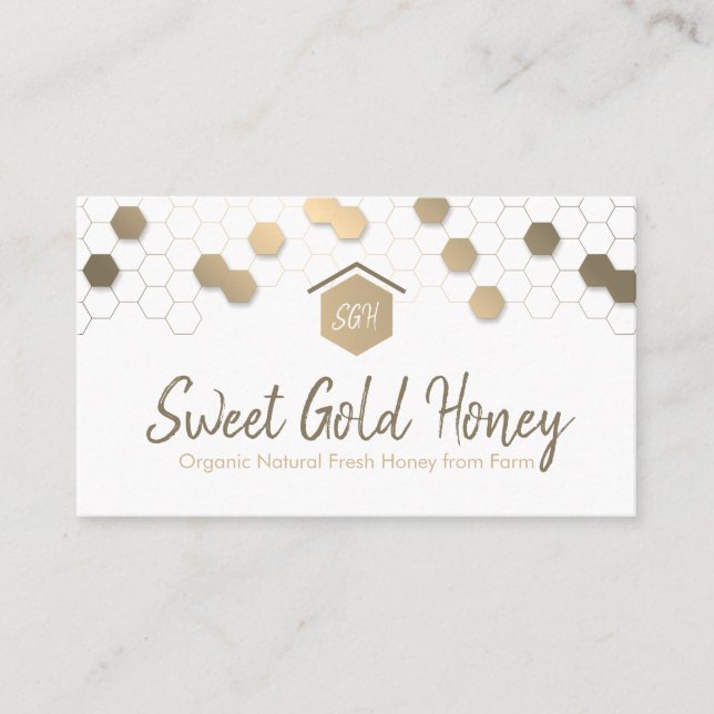 Honeycomb Gold Home Real Estate Business Card (Front)