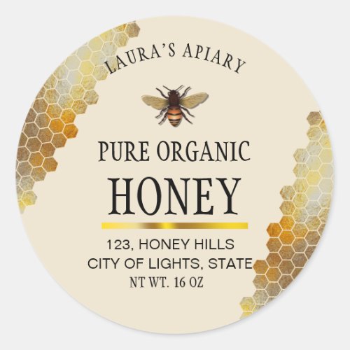 Honeycomb Gold  Honey Bee Apiary Product Label