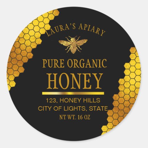 Honeycomb Gold  Honey Bee Apiary Product Label