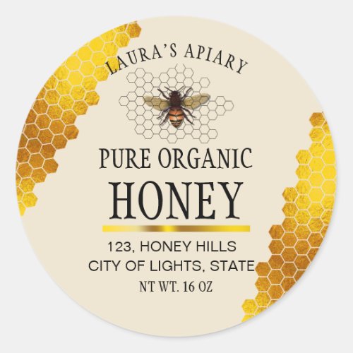 Honeycomb Gold  Honey Bee Apiary Product Label