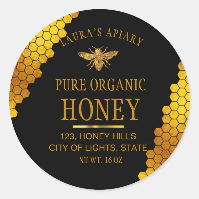 Honeycomb Gold  Honey Bee Apiary Product Label (Front)