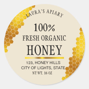Honeycomb Gold Honey Bee Apiary Product Label